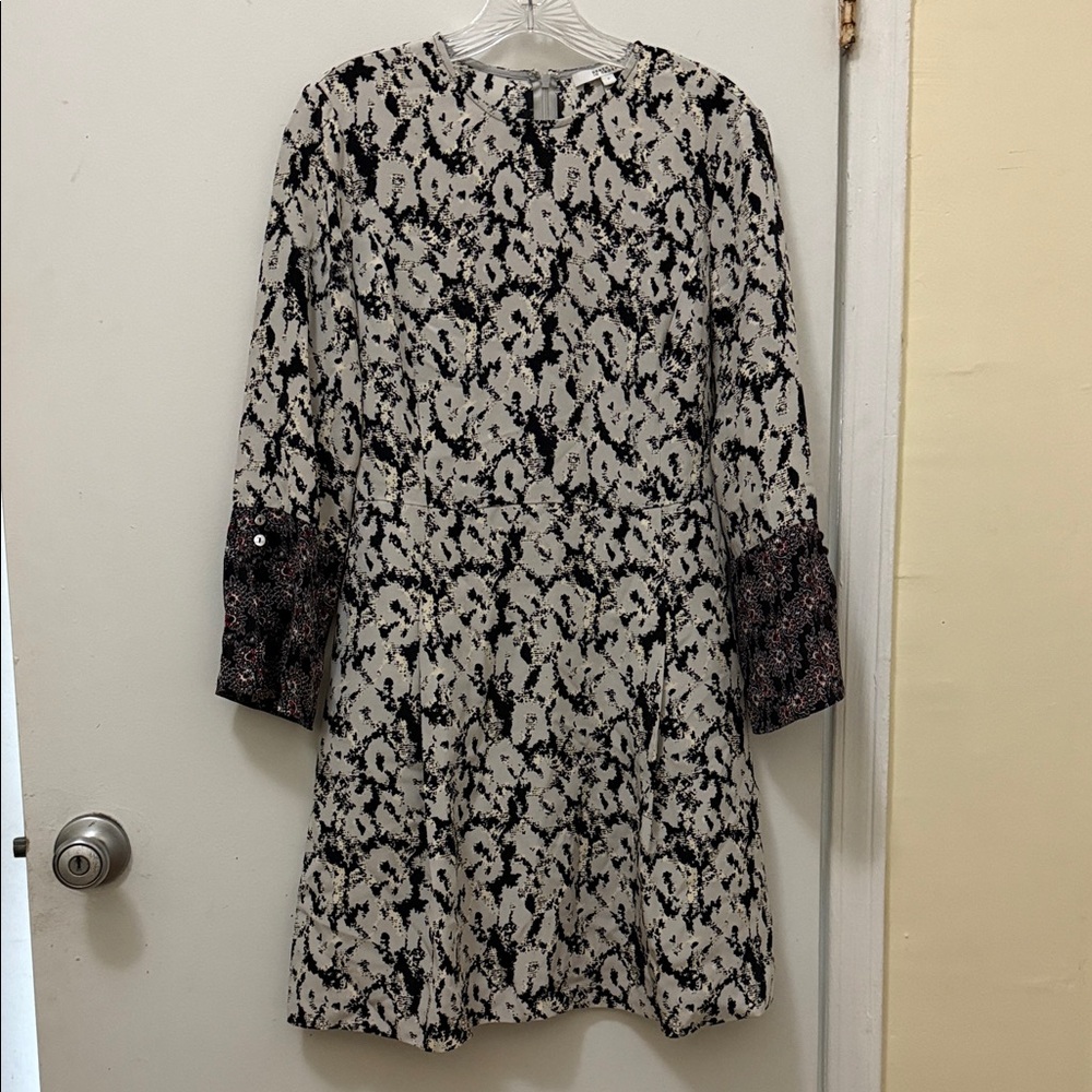 Derek Lam Black and Cream Long Sleeve Dress